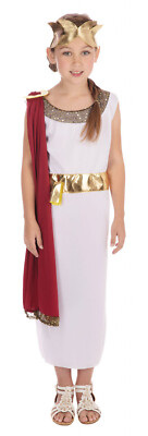 Girls Kids Ancient Egyptian Roman Greek Toga Shawl Caesar Fancy Dress Costume