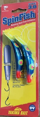 Yakima SpinFish 3.0  ''SMURF MUMPS  2 PACK  UV RARE LURE NEW IN PACKAGE SIZE 3''