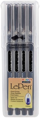 Uchida Le Pen .03mm Point 4/Pkg-Black