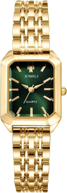 Women's Gold Square Watch Stainless Steel Quartz Analog Bracelet Adjustable