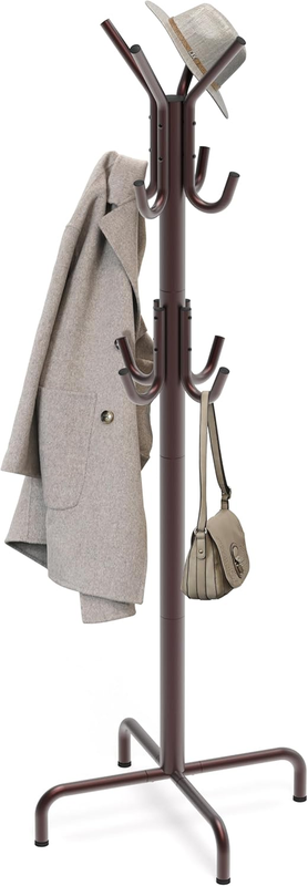 Simple Houseware Standing Coat/Hat Hanger Organizer Rack, 12 Hooks, Bronze