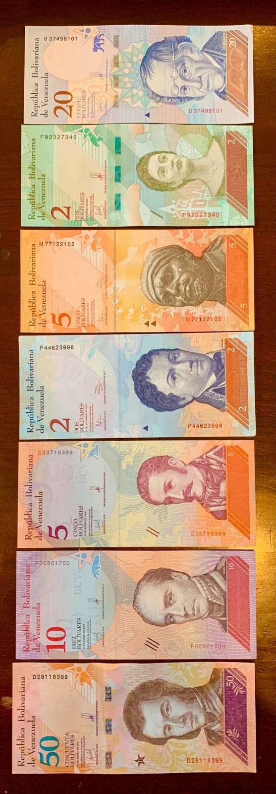 7 PCS Venezuelan Animal Banknotes Lot. Foreign Notes. Money Currency Bills Set 