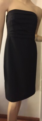 DKNY Women's Black and White Striped Strapless Dress Sz. 14