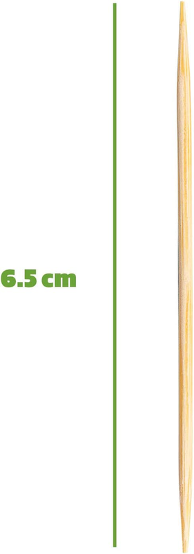 [2000 Count] Bamboo Wooden Toothpicks - Wood Round Double-Points Teeth Tooth Pic