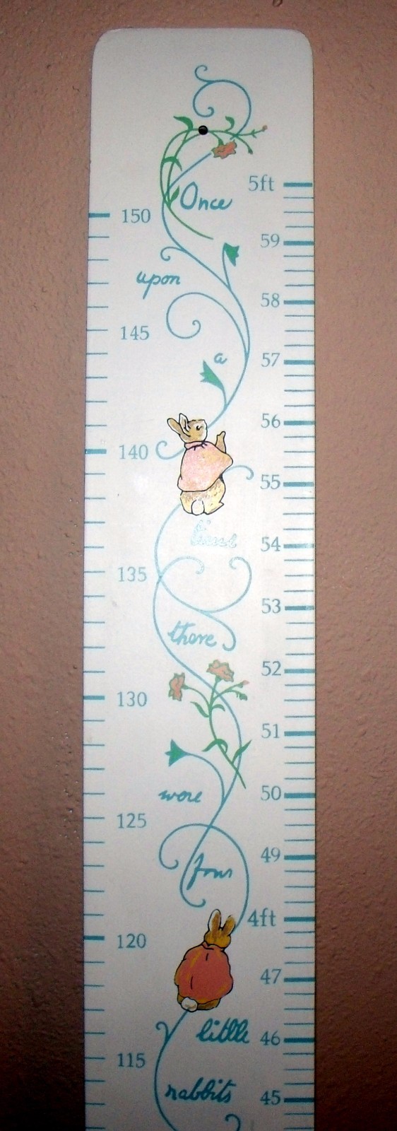 child's wall growth/ height chart once upon a time rabbits composite