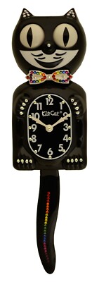 Limited Edition Rainbow Back Tail Kit-Cat Klock Swarovski Crystals Jeweled Clock