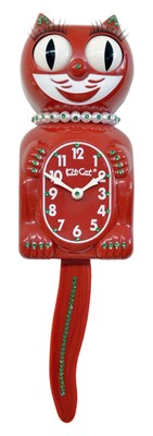 Kit Cat Klock Limited Edition  Red Green Lady Swarovski Crystals Jeweled Clock