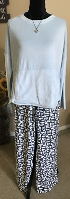 Cuddl Duds Ultra Plush Vlvt Flce Pullover PJ Set-PwdrBlu/PlrBear-Small  A381811