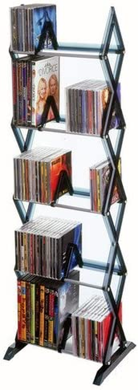 Steel Media Tower Rack Storage Organizer CD DVD Video Game Blu Ray Shelf Stand