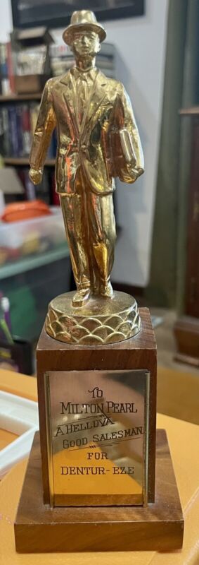 Vintage salesman trophy award - 1957, Dentur-Eze, great graphics