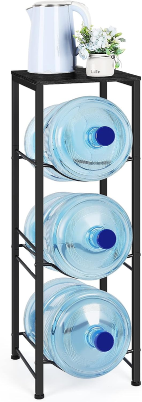 Water Bottle Holder Organizer 5 Gallon Water Cooler Jug Rack with Shelves, 3-Tie