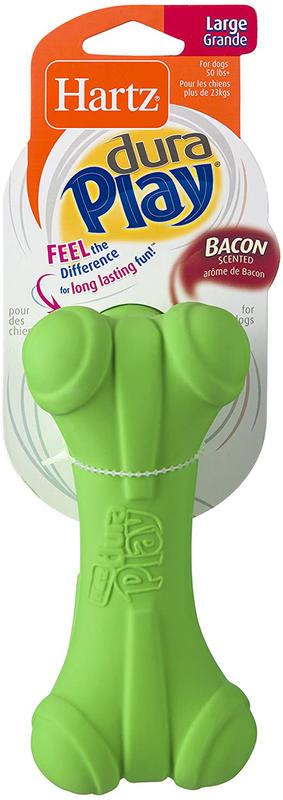 Hartz Dura Play Bacon Scented Squeak Bone Dog Toy, Multiple 