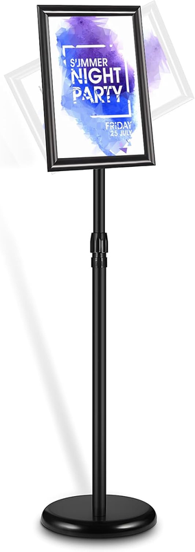 8.5 x 11 Inch Adjustable Sign Holder, Pedestal Poster Stand, Heavy-Duty Floor St