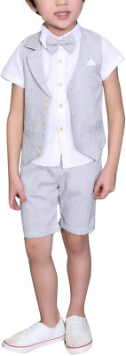 LOLANTA 4 Pzs Trajes Para Niños De Boda Verano, Conjunto Niño Vestir De Ceremoni