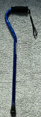 NOVA Designer Blue Walking Cane with Offset Handle, Lightweight Adjustable