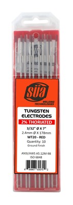 NEW 10 pcs Diamond Ground 2/% Thoriated Tungsten Electrodes Red 5//32 x 7 TIG USA