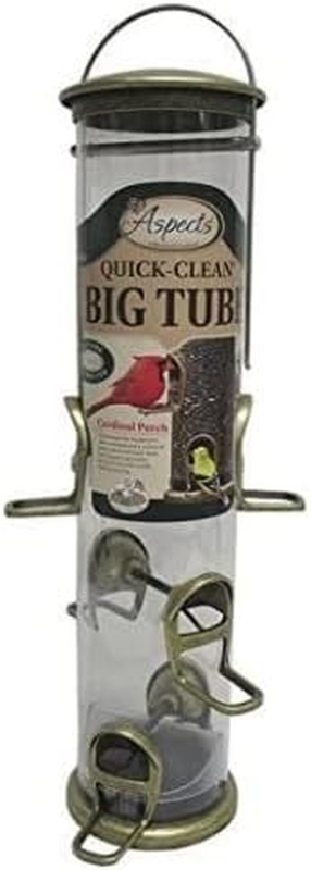 420 Antique Brass Quick Clean Big Tube Feeder, Large, Brown/A