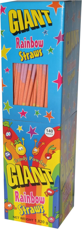 Candy Powder Rainbow Straws, 140 Pack
