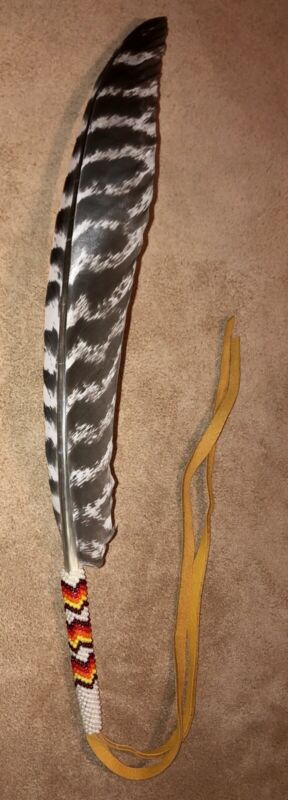 Native American Lakota Sioux Beaded Feather.