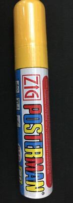 Yellow ZIG Posterman Semi Permanent Colour Poster Marker Waterproof Pen15mm tip