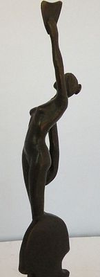 French Art Deco Drama mask lady Georges Coste bronze Sculpture limited edition