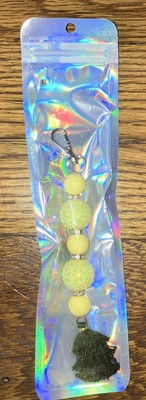 Hand Made Beaded Keychain Yellow 6 