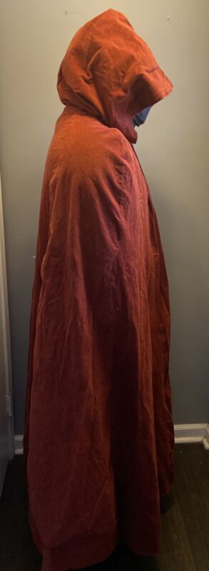 Vintage Corduroy Velvet hooded cape / cloak Red Blue Renaissance Costume