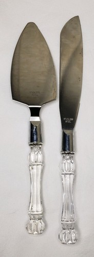 Wedding Cake Knife And Spatula Stainless Steel Clear Plasic Handles