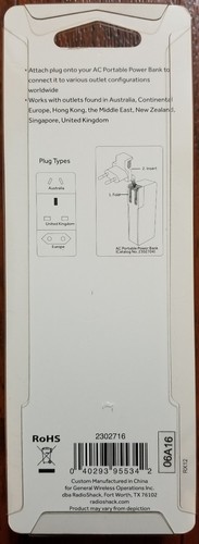 EU/UK/AU Removable Plugs for AC Portable Power Bank