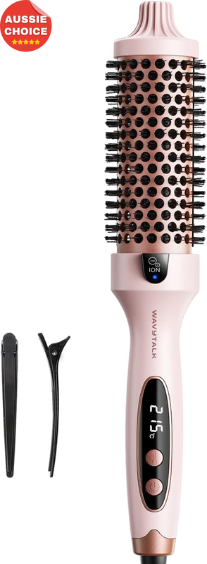 Ionic Thermal Blowout Brush 38mm Heat Styling Tool 5 Temp Settings Pink