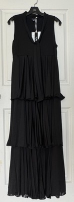 Max&Co. Stunning BrandNew Flowy Black 3-Tiered Sleeveless Maxi Dress Size Medium