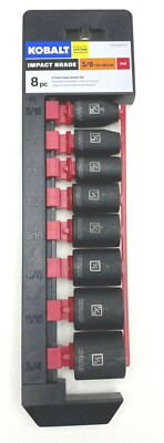 Kobalt 8pc IMPACT Grade Laser Etched 6 point 3/8'' Drive SAE Socket Set 0338630
