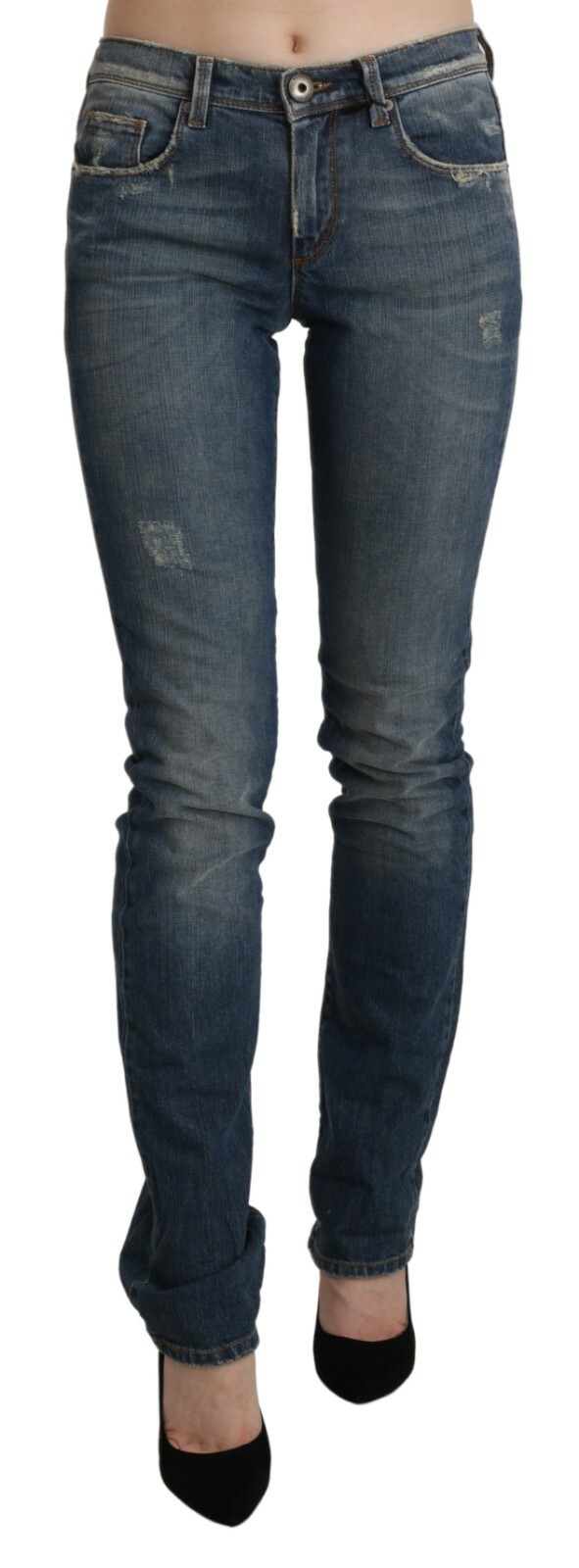 

Джинсы ERMANNO SCERVINO Синие джинсовые брюки-скинни со средней талией s. W26 $650, Синий