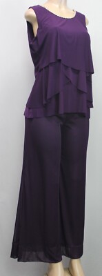 S. Levine Women's 2Pc Set Blouse & Pants Purple Size S/M