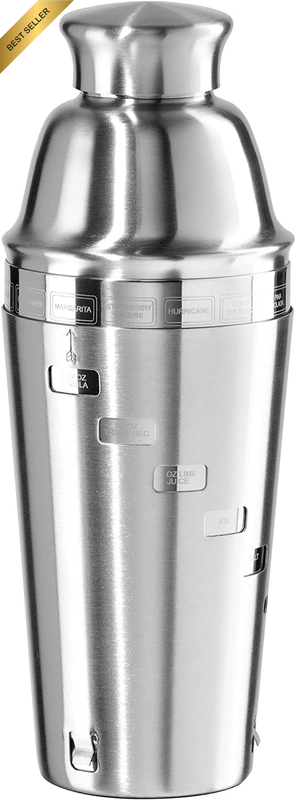 7007 15 Recipe Stainless Steel Cocktail Shaker Silver