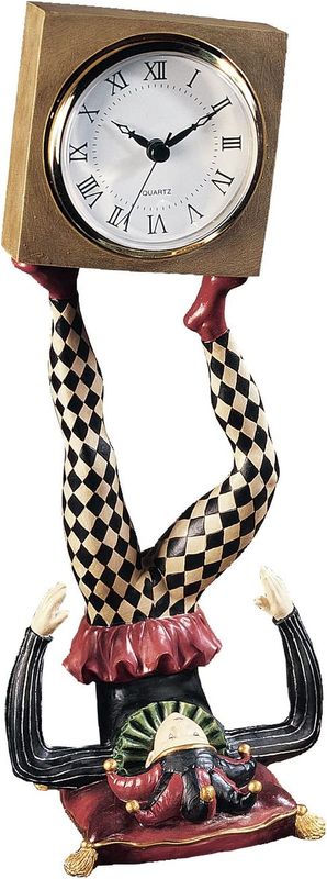 NG33744 Juggling Time Harlequin Jester Sculptural Clock,Full Color
