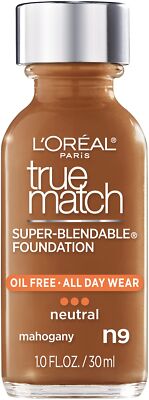 L'Oreal Paris Makeup True Match Super-Blendable Liquid Foundation, Mahogany N9,