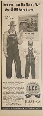1948 Print Ad Lee Work Clothes Farmer & Son in Overalls Farmall Tractor