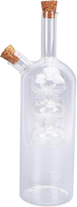 Oil and Vinegar Cruet, 2 in 1 Glass Double Pourer Spout Oil and Vinegar Cruet Di