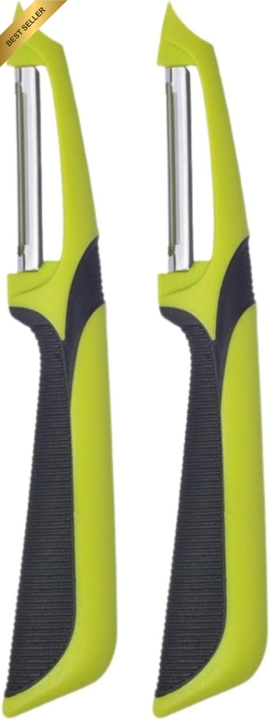 2 Pcs Stainless Steel Peeler Set, Vegetable Peeling Tool with Non-Slip Handle, H