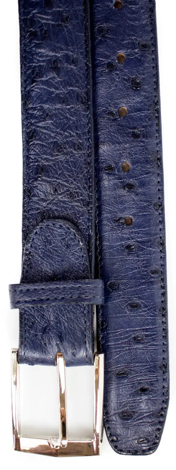 Pre-owned Belvedere Men  Belt Genuine Ostrich Quill Adjustable Size Up To 44 In. 2001 Navy In Blue