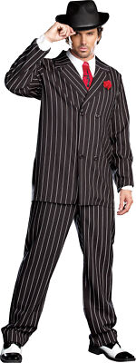 Gangsta Adult Men's Costume Black White Gangster Zoot Suit Mob 20s 1920s