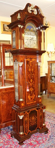 Massive Inlaid RJ Horner Grandfather Tall Case Clock 9 Tube 4 Tunes RESTORED