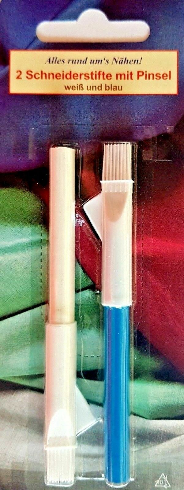 A.Z. Kurzwaren 2 Kreidestifte mit Pinsel Kreidemarker Kreide Stift weiß blau 845