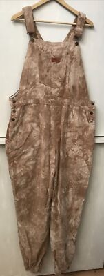 Salty Shreds Women's Brown Tie Dye Corduroy Overalls Size XL NWT