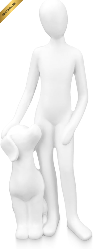 Dog Sculpture Home Decor, 5.5×4×16.5Cm Cute Man and Dog Statue Decoration, Pet L