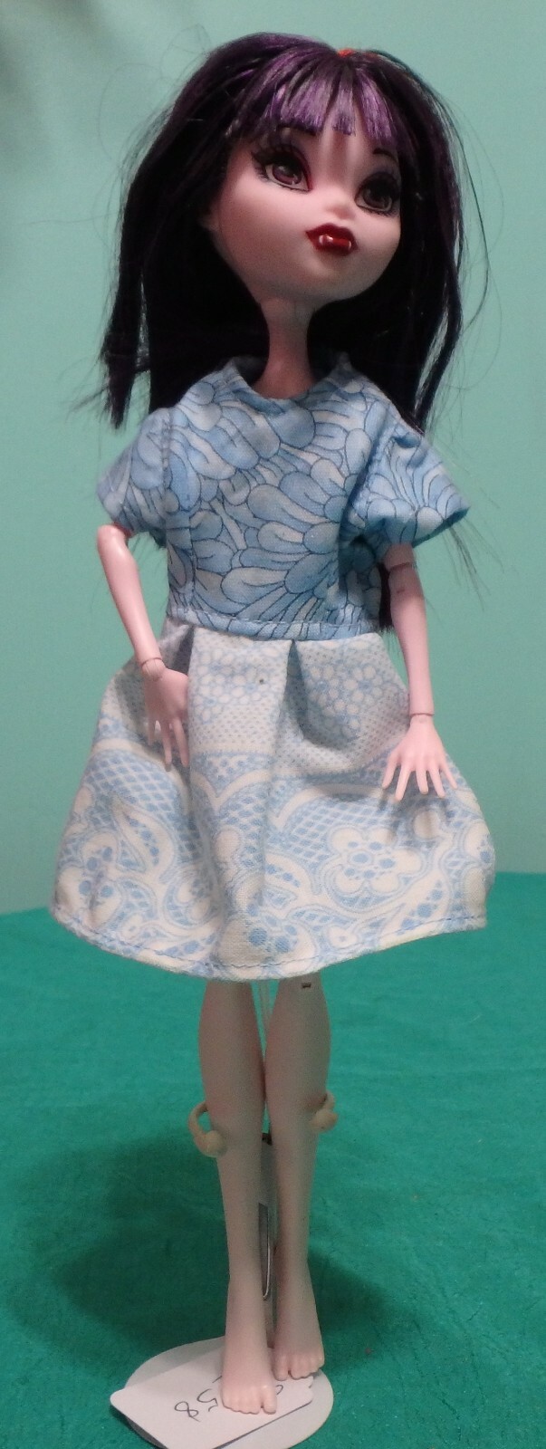 Blue Petals & Lace Dress for Stacie Barbie 8" Mego, Monster High Dolls STBL58