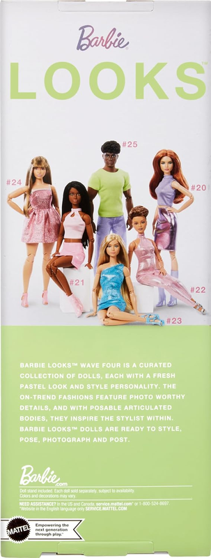 Looks Ken Doll, Collectible No. 25 with Curly Black Hair and Modern Y2K Fashion,