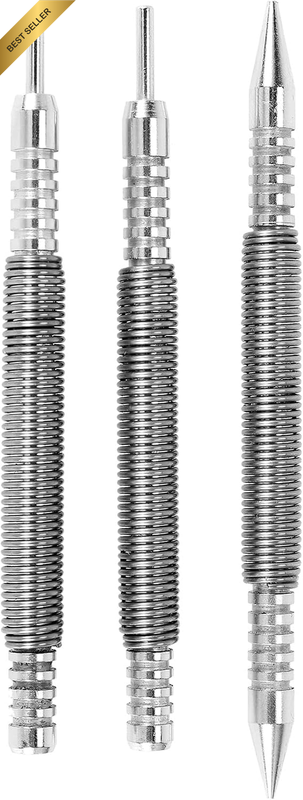 3 Pcs Nail Set and Hinge Pin Tool Center Punch Spring Loaded for Door 1/32 Inch