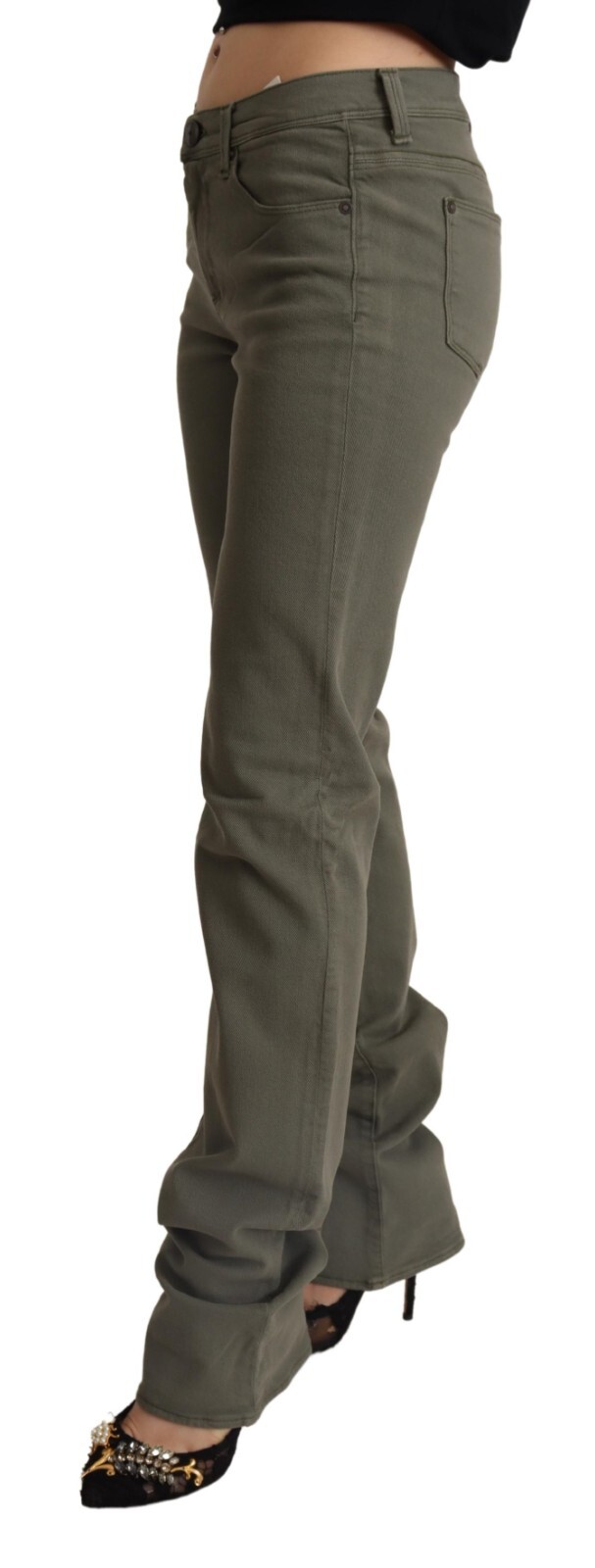Pre-owned Ermanno Scervino Jeans Gray Low Waist Cotton Skinny Denim Trouser W28 Rrp $450